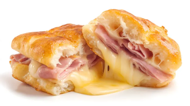 Köstliches Schinken-Käse-Sandwich mit geschmolzenem Käse