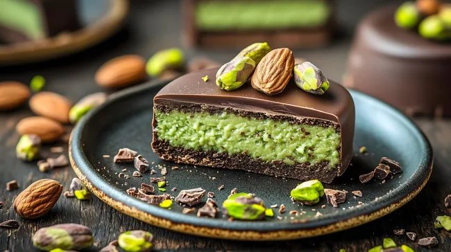 Köstliches Schokokuchen-Dessert mit Pistazien