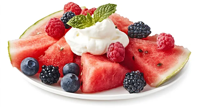 Köstliches Sommerfrüchte-Dessert mit Sahne