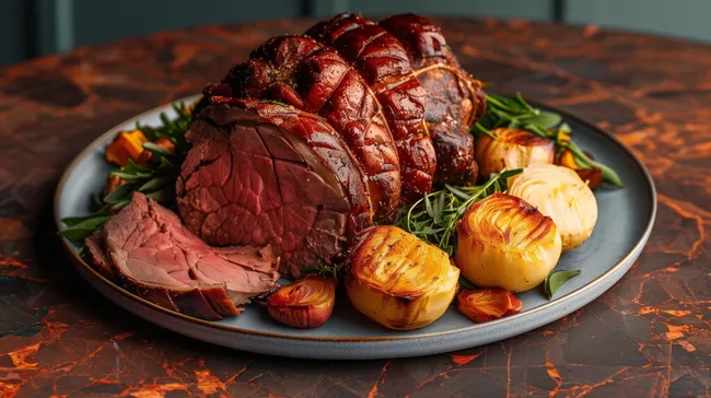 Köstliches Sonntagsbraten-Gericht mit Gemüse