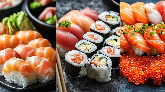 Köstliches Sushi-Arrangement mit Nigiri und Sashimi