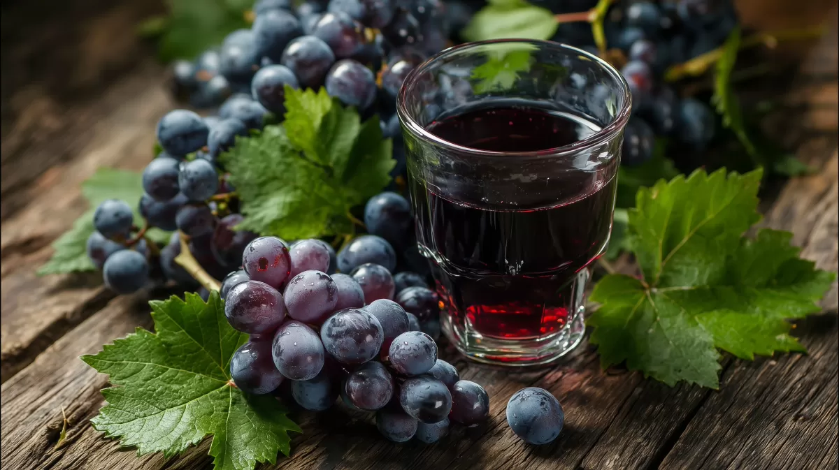 Köstliches Traubensaft-Getränk mit reifer Weintraube