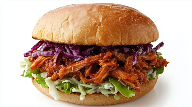 Köstliches veganes Pulled-Pork-Sandwich mit Krautsalat