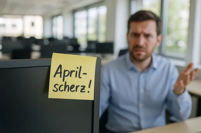 Kollege erschrickt über Aprilscherz im Büro