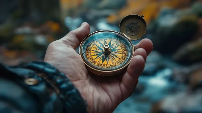 Kompass in Hand, ein Symbol für Abenteuer und Orientierung