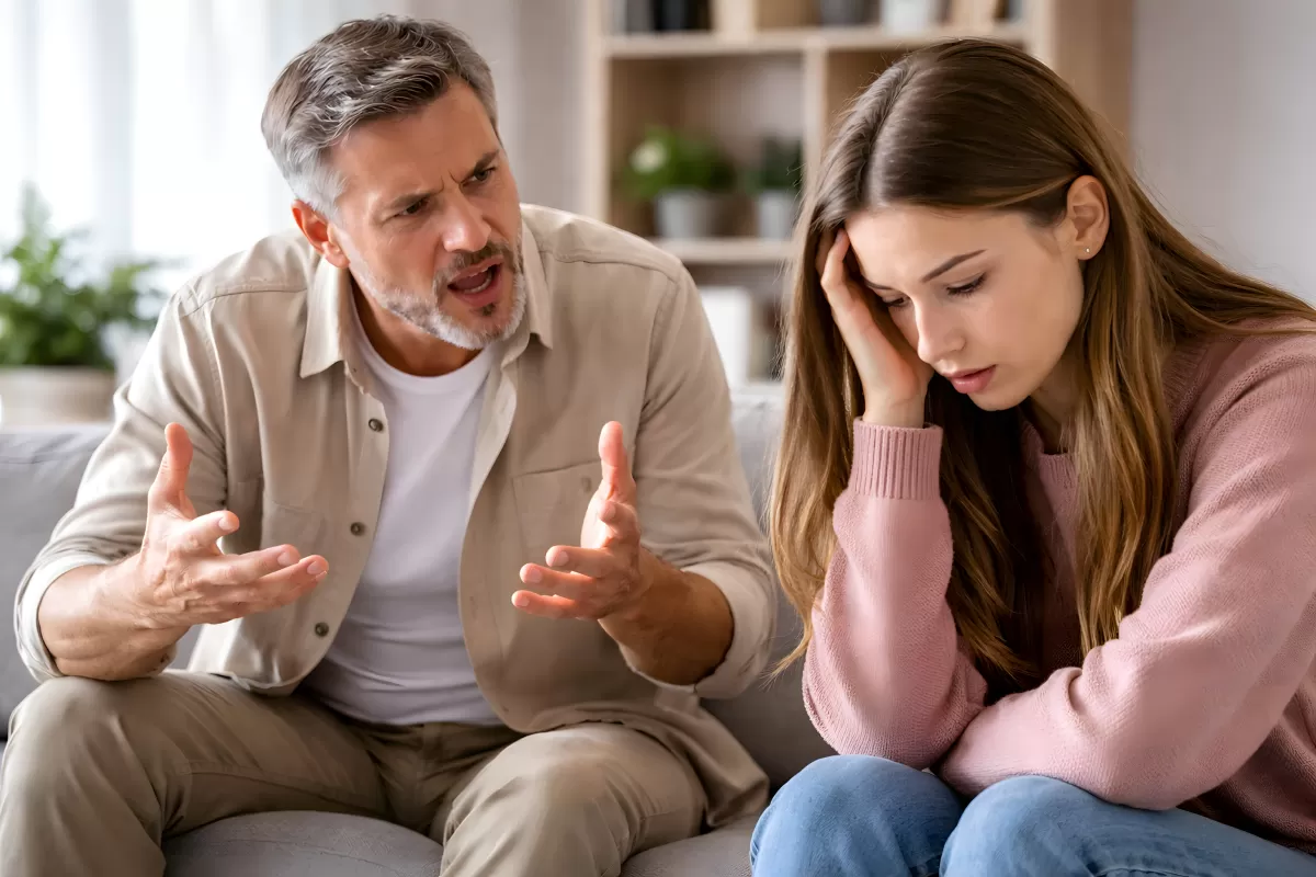 Konflikt und Stress zwischen Vater und Tochter