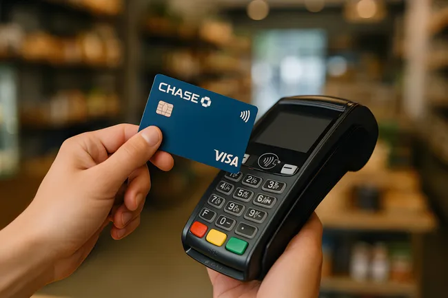 Kontaktlose Zahlung mit Kreditkarte im Einzelhandel
