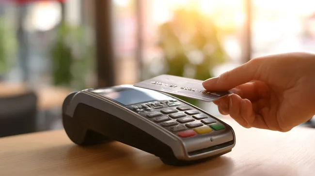 Kontaktloses Bezahlen mit Kreditkarte am Terminal