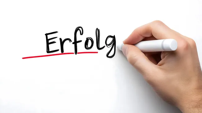 Konzept des Erfolgs: Wort 'Erfolg' mit rotem Unterstrich