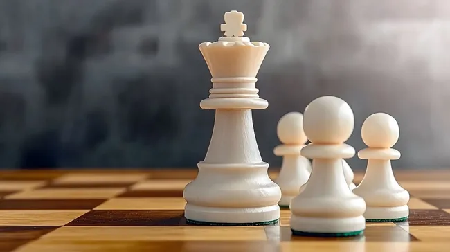 Konzeptionelles Schachbrett mit Königsfigur