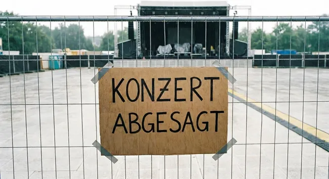 Konzertabsage vor leerer Bühne - Stockfoto für Musikveranstaltungen