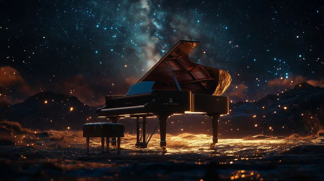 Konzertflügel unter Sternenhimmel