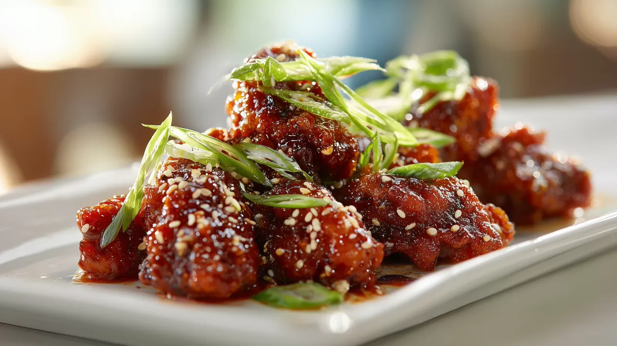 Korean Fried Chicken mit Gochujang-Glasur und Sesam