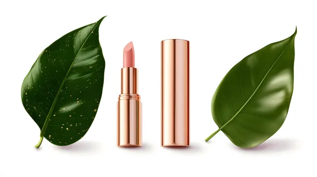 Kosmetikprodukte auf Blattgrün-Hintergrund