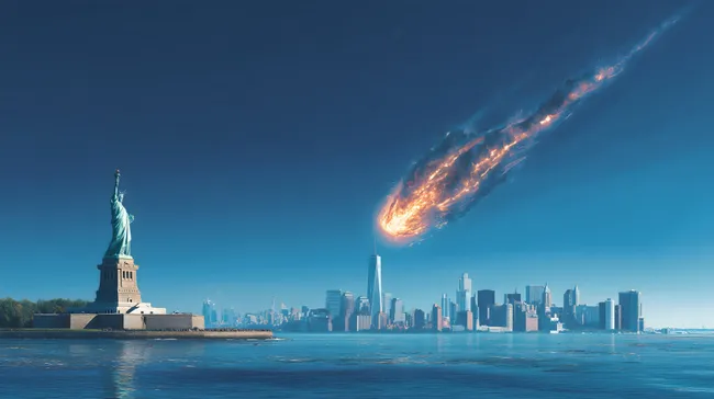 Kosmischer Feuersturm über New York City