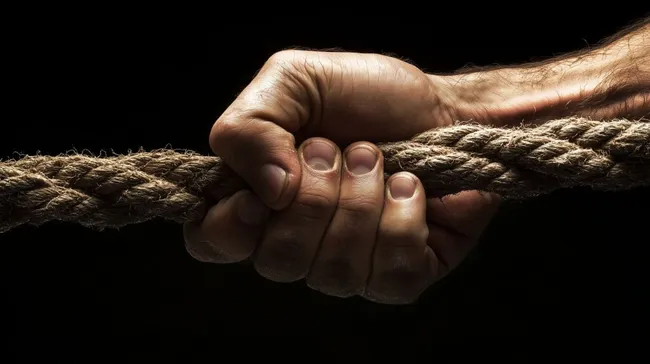 Kräftige Hände umklammern stabilenSeilst