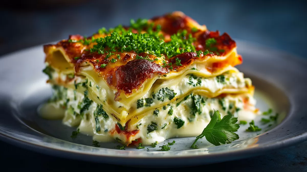 Kräuter Lasagne mit cremiger Spinat-Ricotta-Füllung