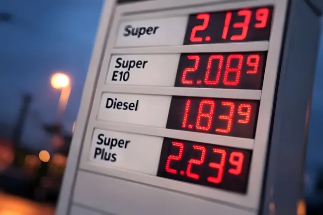 Kraftstoffpreisanzeige an einer Tankstelle