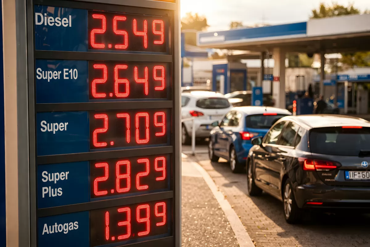 Kraftstoffpreise an einer Tankstelle - Diesel, Super E10 und Super Plus