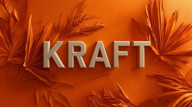 Kraftvolle 3D-Typographie auf orangefarbigem Hintergrund