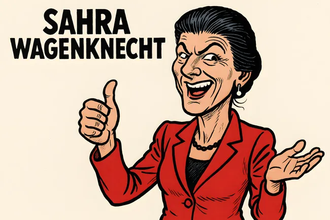 Kraftvolle Karikatur einer selbstbewussten Politikerin