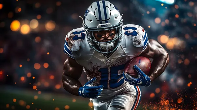 Kraftvoller American-Football-Spieler in Aktion