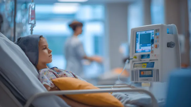 Krankes Mädchen erhält medizinische Behandlung im Krankenhaus