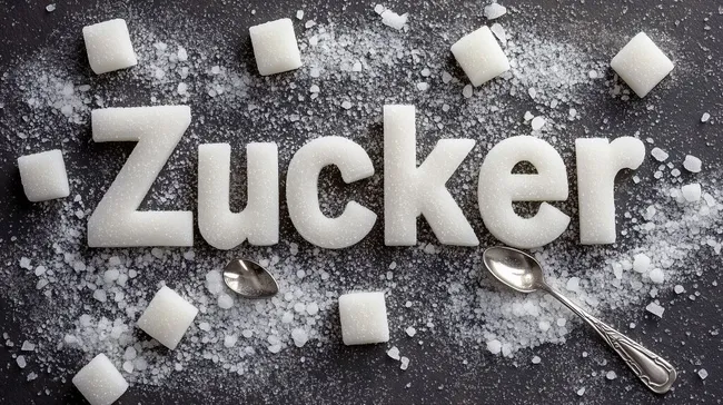 Kreativ inszenierte Zuckerstücke mit Löffeln