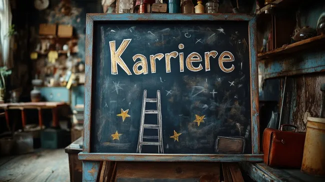 Kreativ und verspielt: Eine alte Tafel mit Aufschrift 'Karriere'