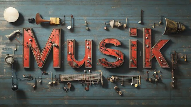 Kreative Darstellung des Musikkonzepts mit Instrumenten