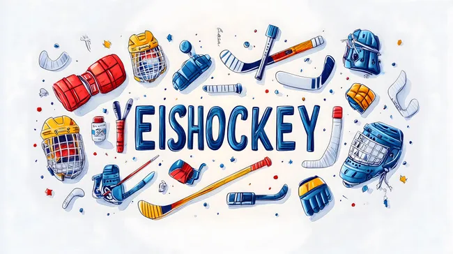 Kreative Eishockeyausrüstung in detaillierter Illustration
