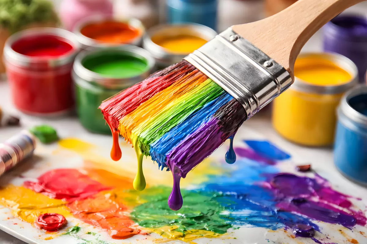 Kreative Farbpalette und Malutensilien kostenlos herunterladen