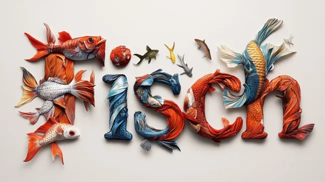 Kreative Fischskulptur in leuchtenden Farben