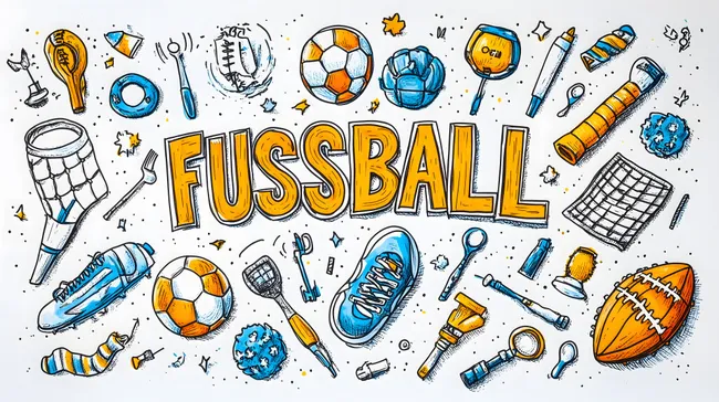 Kreative Fußball-Collage mit Ausrüstung und Elementen