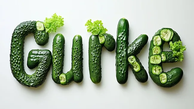 Kreative Gemüsetypografie aus frischen grünen Gurken