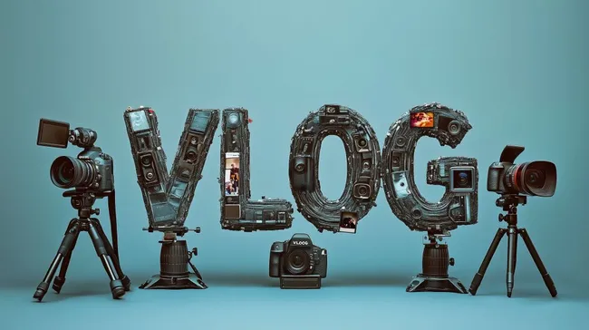 Kreative Kameras und Videogeräte in Wortform