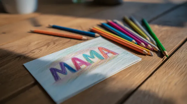 Kreative Muttertagskarte mit bunten Stiften