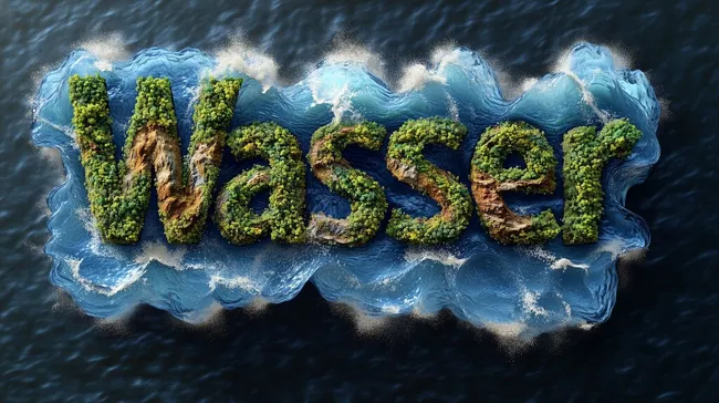 Kreative Naturlandschaft mit Wasserwörtern