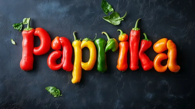 Kreative Paprika-Collage auf Schiefertafel