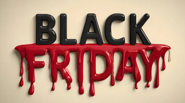 Kreative Schwarzer Freitag Typografie in Rot und Schwarz