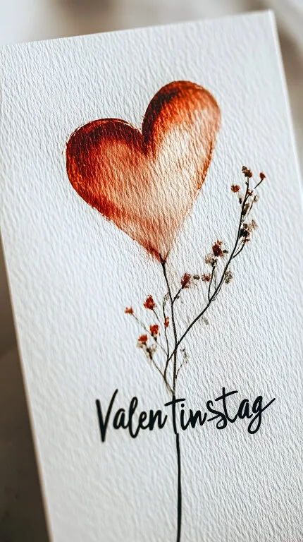Kreative Valentinstag-Grußkarte mit Herz und Zweigen
