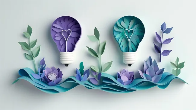 Kreative Wanddekoration mit Blumen-Glühbirnen