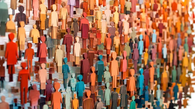 Kreative Wanddekoration mit farbenfrohen Menschensilhouetten