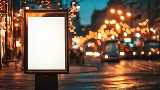 Kreative Werbefläche bei Nacht in urbaner Atmosphäre