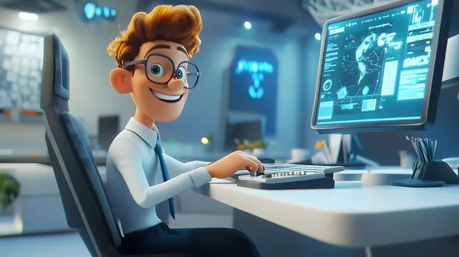 Kreativer Computerexperte in moderner Büroumgebung