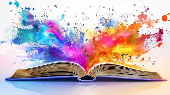 Kreatives, buntes Explosion im offenen Buch