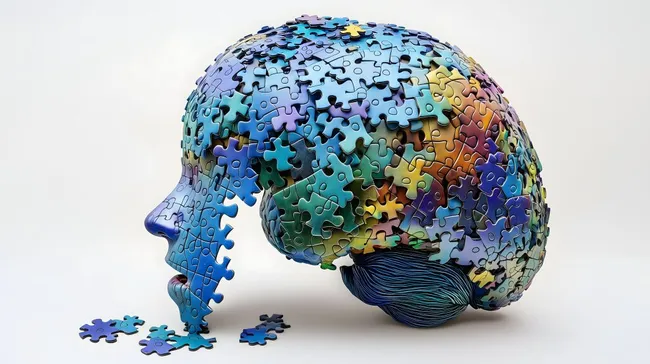 Kreatives Gehirn aus bunten Puzzleteilen