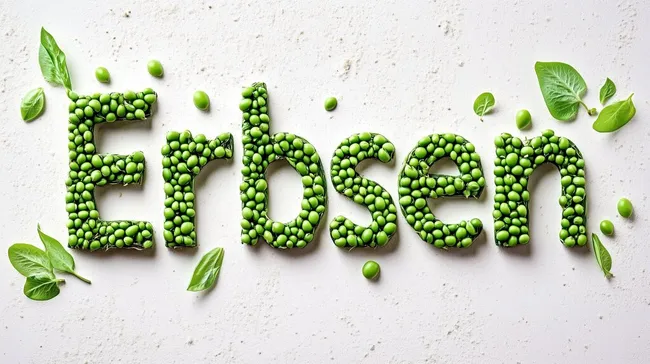 Kreatives Grünes Erbsenmotiv auf hellem Untergrund