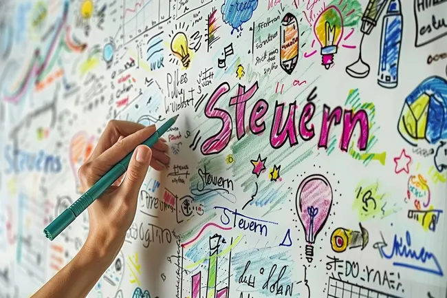 Kreatives Ideenmeer in bunter Zeichnung