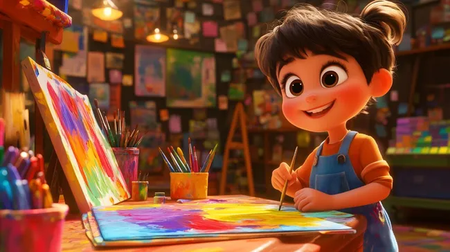 Kreatives Kind beim Malen und Zeichnen